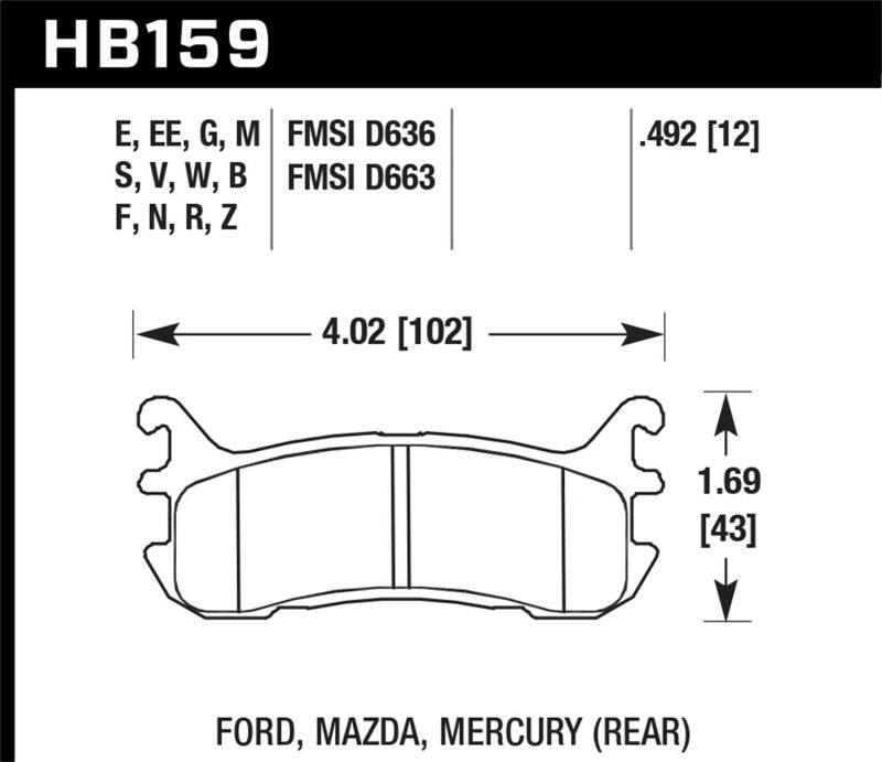 94 - 05 Mazda Miata Blue 9012 Race Rear Brake Pads - Hawk HB159E.492 - Brake Pads - Racing - Hawk Performance at Garage 56 Engineering