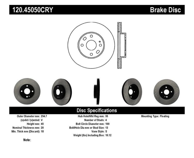 Centric 94 - 05 Mazda Miata MX - 5 (Normal Suspension) Front CryoStop Rotor - Brake Rotors - Drilled - Stoptech at Garage 56 Engineering