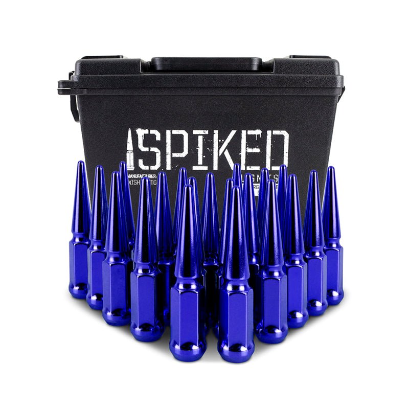 Mishimoto Steel Spiked Lug Nuts M12x1.5 20pc Set - Blue - Lug Nuts - Mishimoto at Garage 56 Engineering