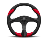 Momo Quark Steering Wheel 350 mm - Black Poly/Black Spokes/Red Inserts - Steering Wheels - MOMO at Garage 56 Engineering