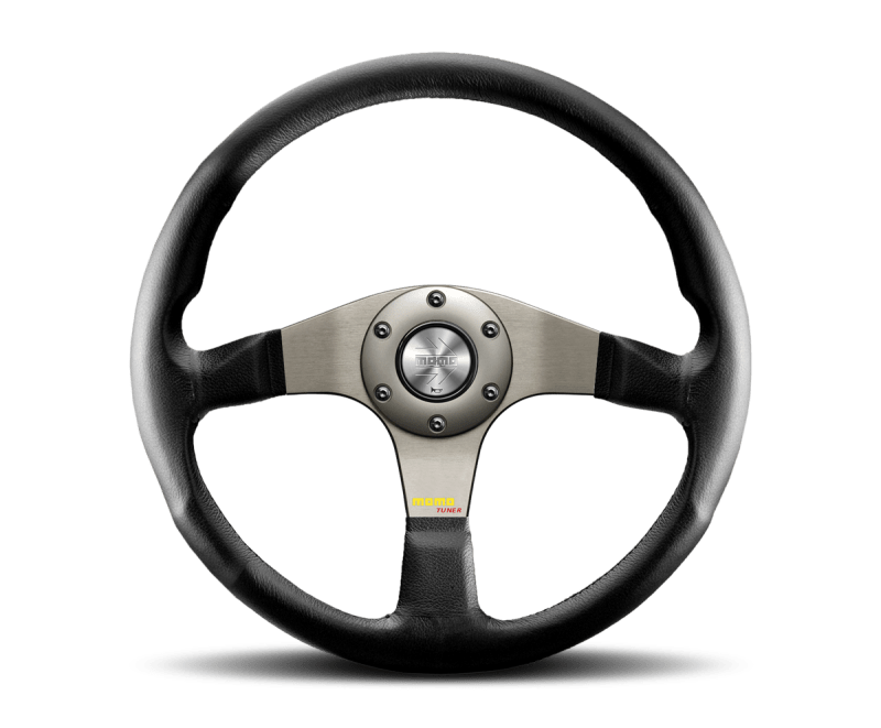 Momo Tuner Steering Wheel 350 mm - Black Leather/Red Stitch/Black Spokes - Steering Wheels - MOMO at Garage 56 Engineering