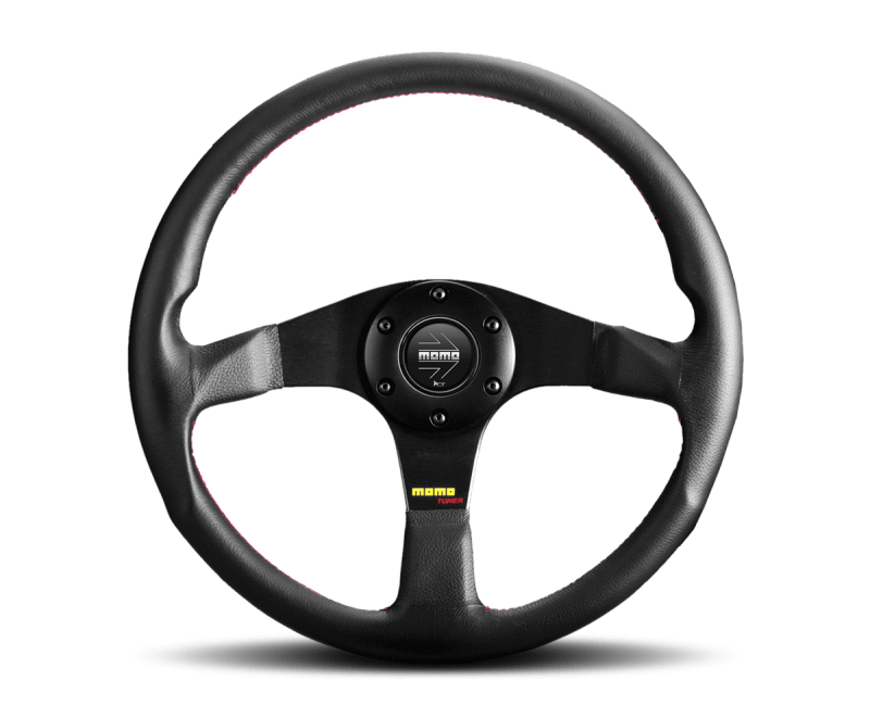 Momo Tuner Steering Wheel 350 mm - Black Leather/Red Stitch/Black Spokes - Steering Wheels - MOMO at Garage 56 Engineering