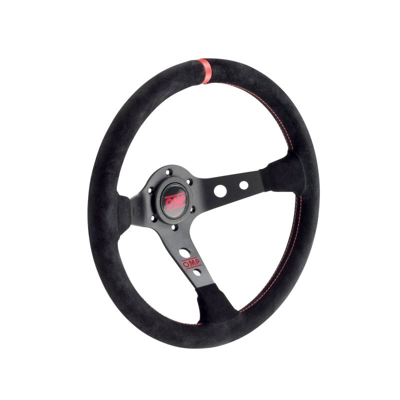 OMP Corsica Steering Wheel - Black Suede/Red - Steering Wheels - OMP at Garage 56 Engineering
