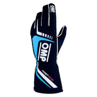 OMP First Evo Gloves Blu Navy/Ciano - Size L (Fia 8856 - 2018) - Racing Gloves - OMP at Garage 56 Engineering