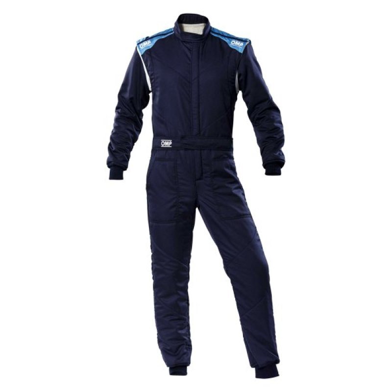 OMP First - S Overall Navy Blue/Cyan - Size 60 (Fia 8856 - 2018) - Racing Suits - OMP at Garage 56 Engineering