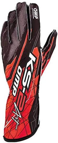 OMP KS - 2 Art Gloves Black/Red - Size 4 (For Children) - Racing Gloves - OMP at Garage 56 Engineering