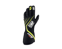 OMP One Evo X Gloves Black/Fluorescent Yellow - Size L (Fia 8856 - 2018) - Racing Gloves - OMP at Garage 56 Engineering