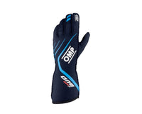 OMP One Evo X Gloves Navy Blue/Cyan - Size Xs (Fia 8856 - 2018) - Racing Gloves - OMP at Garage 56 Engineering