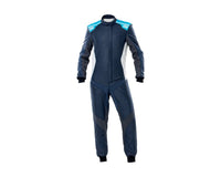 OMP One Evo X Overall Navy Blue/Cyan - Size 64 (Fia 8856 - 2018) - Racing Suits - OMP at Garage 56 Engineering