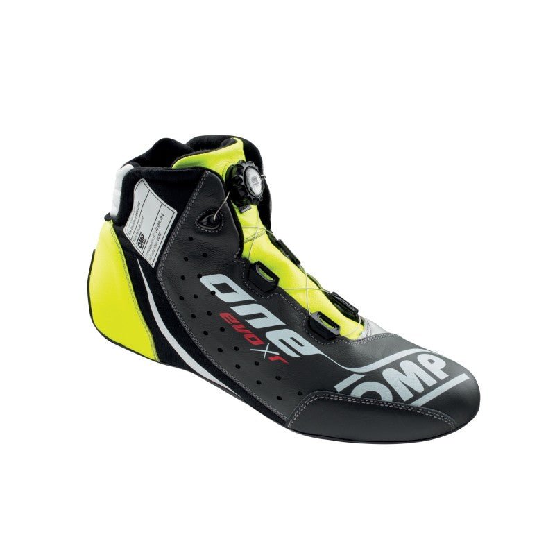 OMP One Evo X R Shoes Black/Silver/Fluorescent Yellow - Size 43 (Fia 8856 - 2018) - Racing Shoes - OMP at Garage 56 Engineering