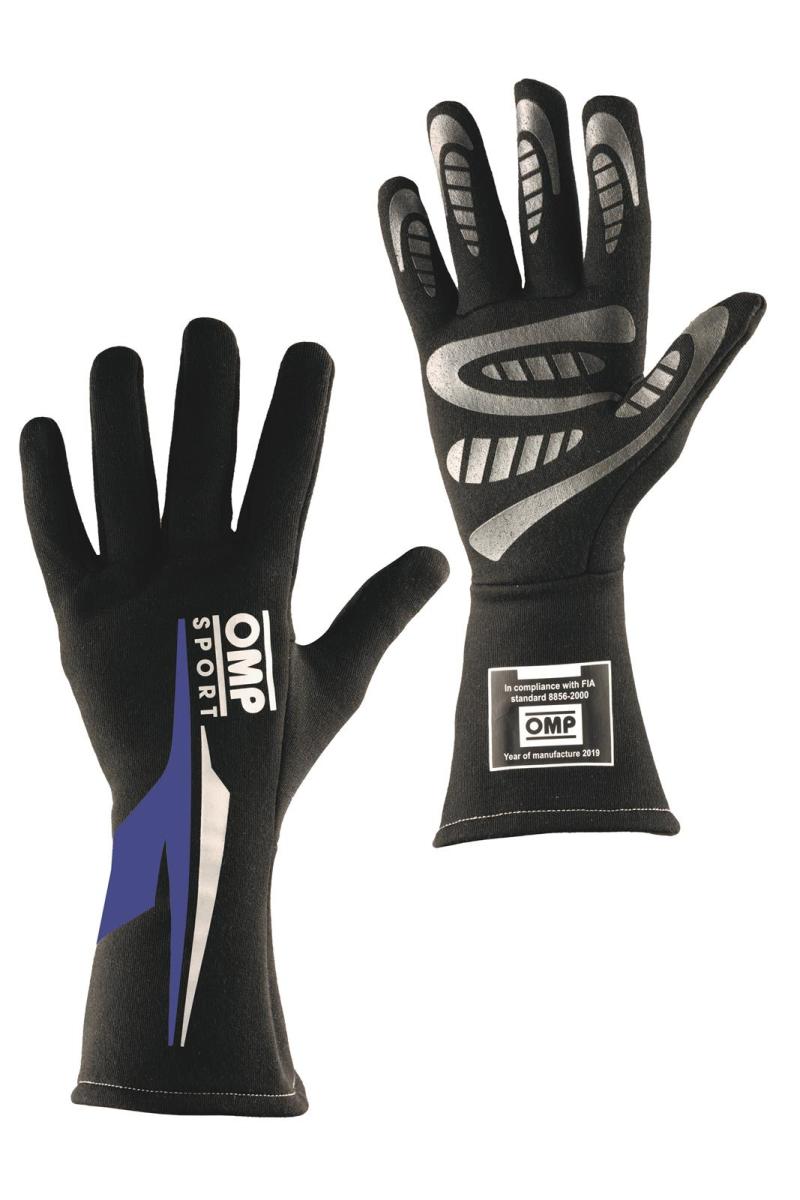 OMP Os 60 Gloves Black/ - Large (Blue) (Fia/Sfi) - Racing Shoes - OMP at Garage 56 Engineering