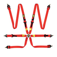 OMP Safety Harness First 2In Red (Fia 8853 - 2016) Pull Up - Steel Adj - Seat Belts & Harnesses - OMP at Garage 56 Engineering