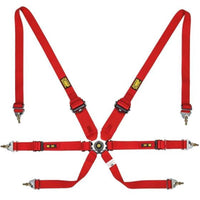 OMP Safety Harness One 2In Convertible Red Pull Up Conv Pull Down - (Fia 8853 - 2016) - Seat Belts & Harnesses - OMP at Garage 56 Engineering