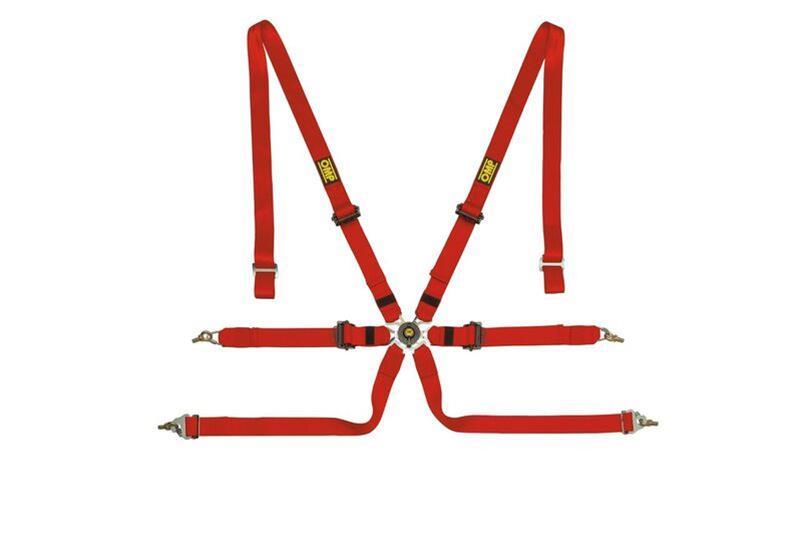 OMP Safety Harness One 2In Pull Down - Red (Fia 8853 - 2016) - Seat Belts & Harnesses - OMP at Garage 56 Engineering