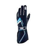 OMP Tecnica Gloves My2021 Navy/Cyan - Size M (Fia 8856 - 2018) - Racing Gloves - OMP at Garage 56 Engineering