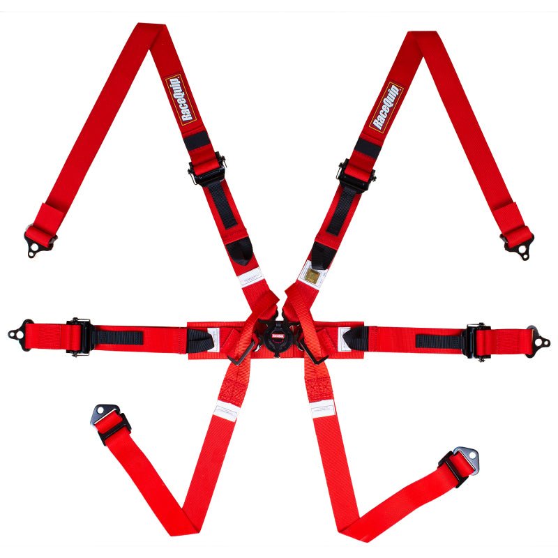 RaceQuip Red FIA 6pt Pull Up Lap FHR Formula Sub - Seat Belts & Harnesses - Racequip at Garage 56 Engineering