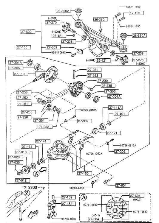 REAR DIFFERENTIALS (NORMAL DIFF.) [1995 Miata]