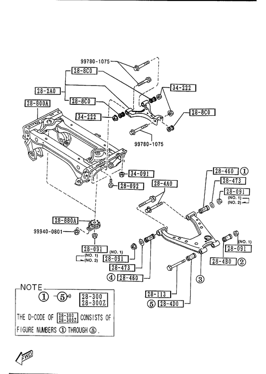 REAR LOWER ARMS & SUB FRAME [1995 Miata]