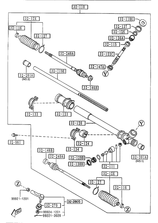 STEERING GEAR (W/O POWER STEERING) [1995 Miata]
