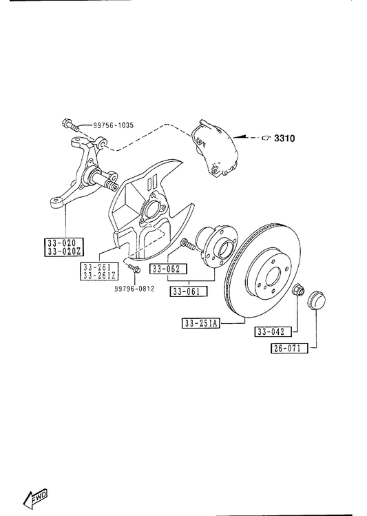 FRONT AXLE (W/O ANTILOCK BRAKE) [1995 Miata]