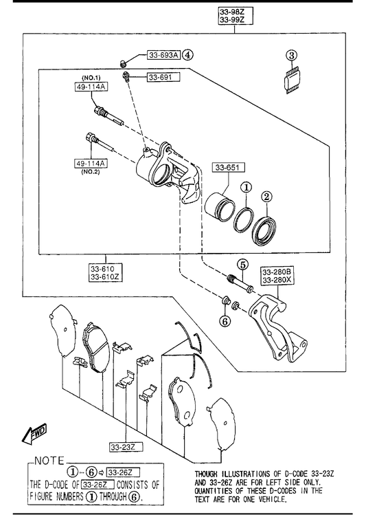 FRONT BRAKE MECHANISMS [1995 Miata]