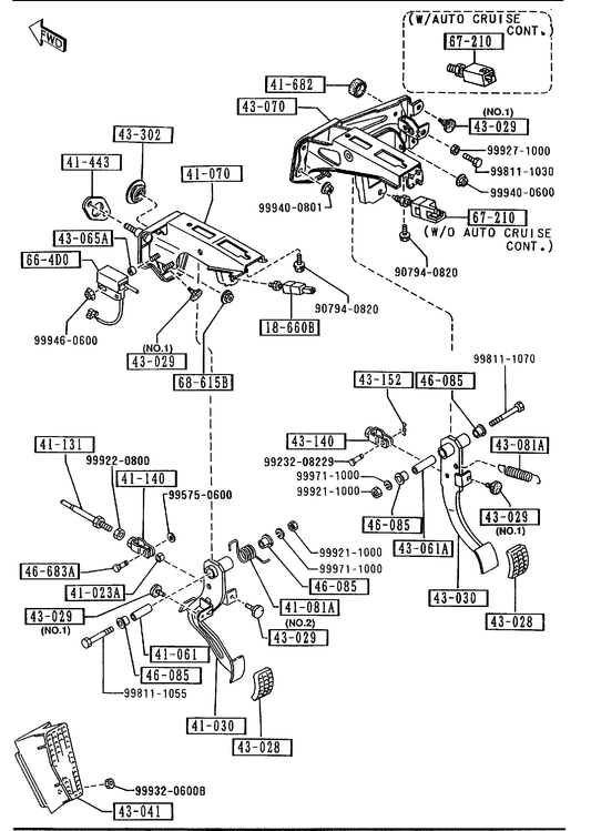 MANUAL TRANSMISSION CLUTCH & BRAKE PEDALS [1995 Miata]