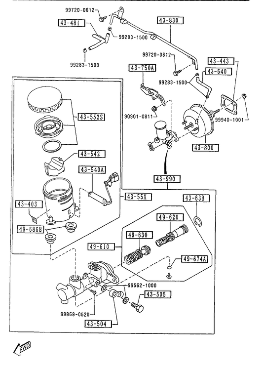 BRAKE MASTER CYLINDER & POWER BRAKE (W/O ANTILOCK BRAKE) [1995 Miata]