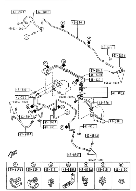 BRAKE PIPINGS (ANTI LOCK BRAKE SYSTEM) [1995 Miata]