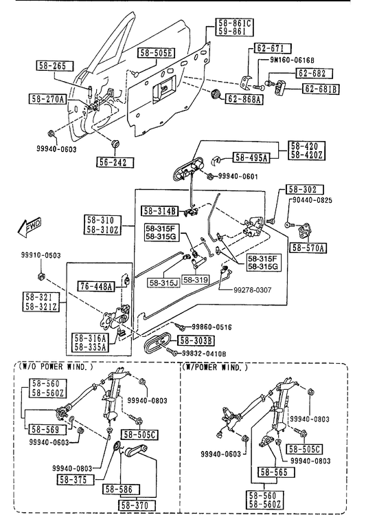FRONT DOOR MECHANISMS [1995 Miata]