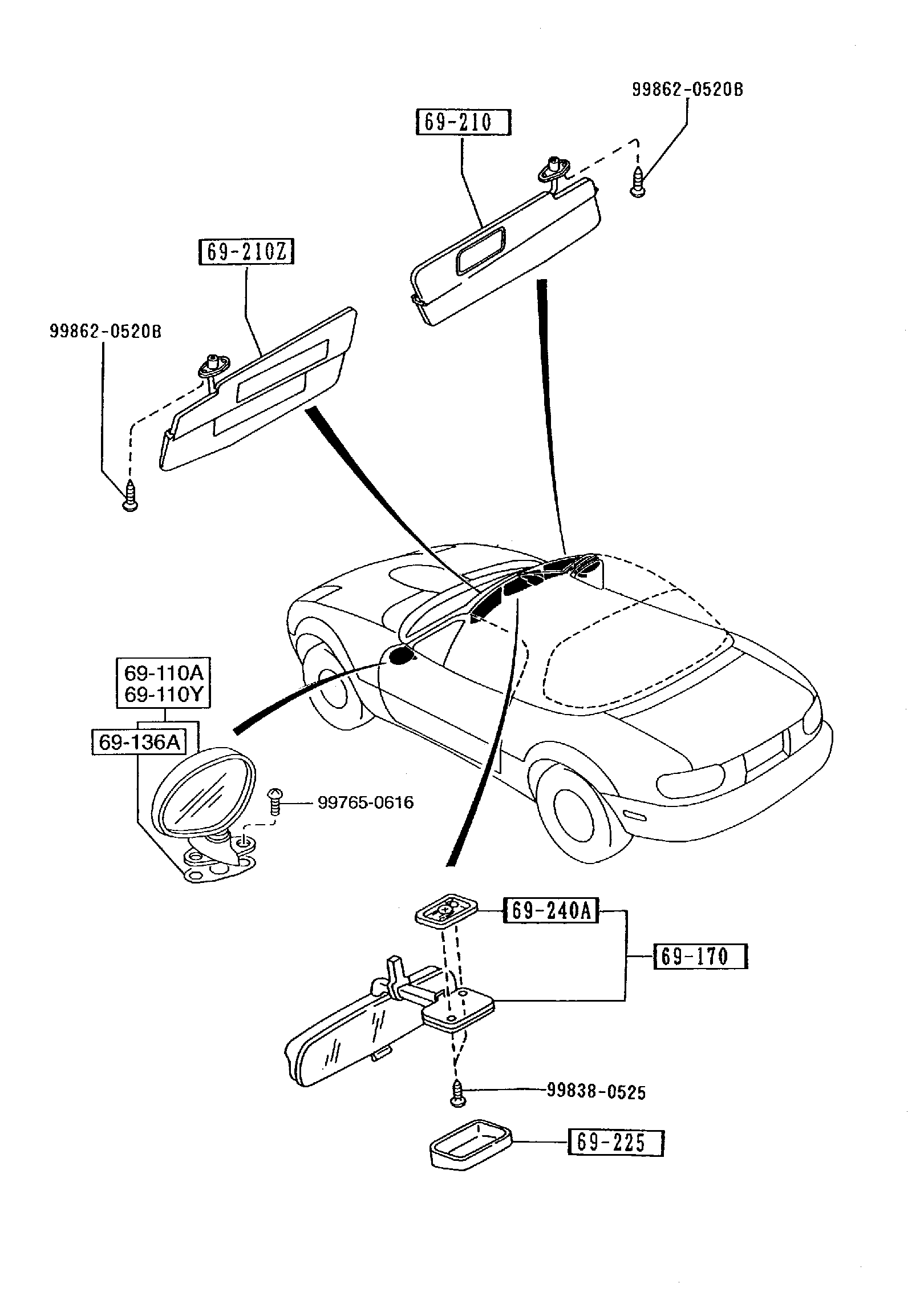 SUN VISORS, ASSIST HANDLES & MIRRORS [1990 Miata] - Garage 56 Engineering