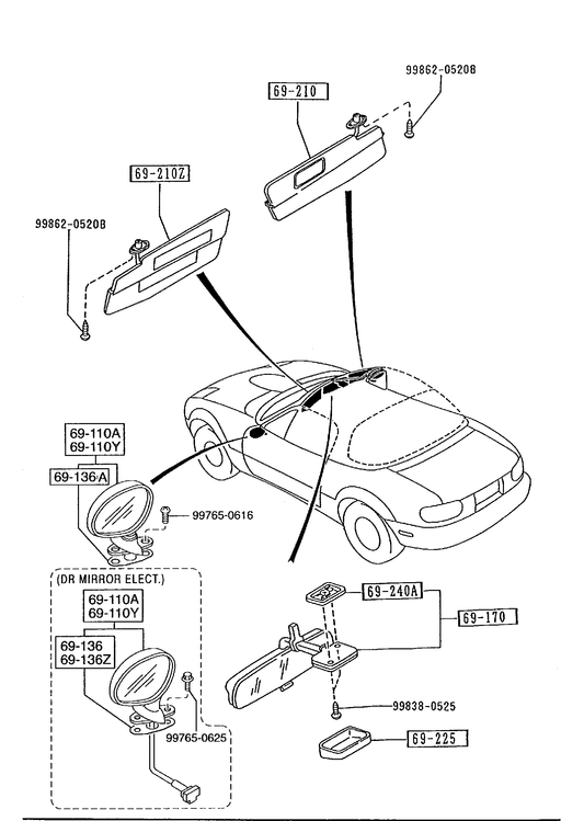 SUN VISORS, ASSIST HANDLES & MIRRORS [1993 MIATA] - Garage 56 Engineering