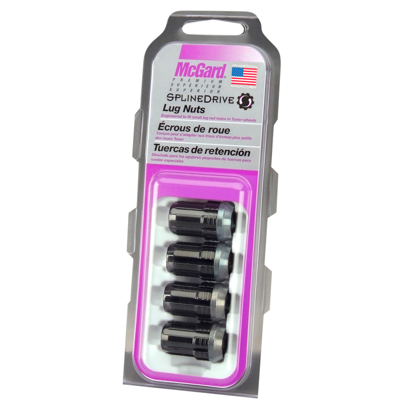 SplineDrive Lug Nut Set – M12x1.5 Black (4-Pack) - McGard 65357BK