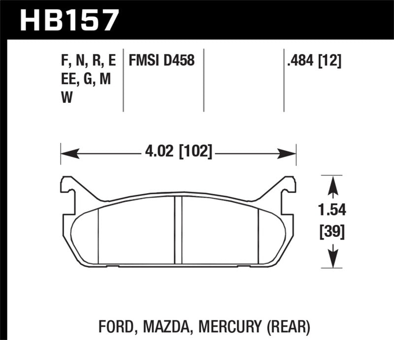 90-93 Mazda Miata DTC-60 Rear Race Brake Pads - Hawk HB157G.484