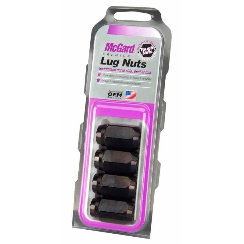 Black Hex Lug Nuts – M12x1.5, 13/16" Hex, 1.5" (4-Pack) - McGard 64031