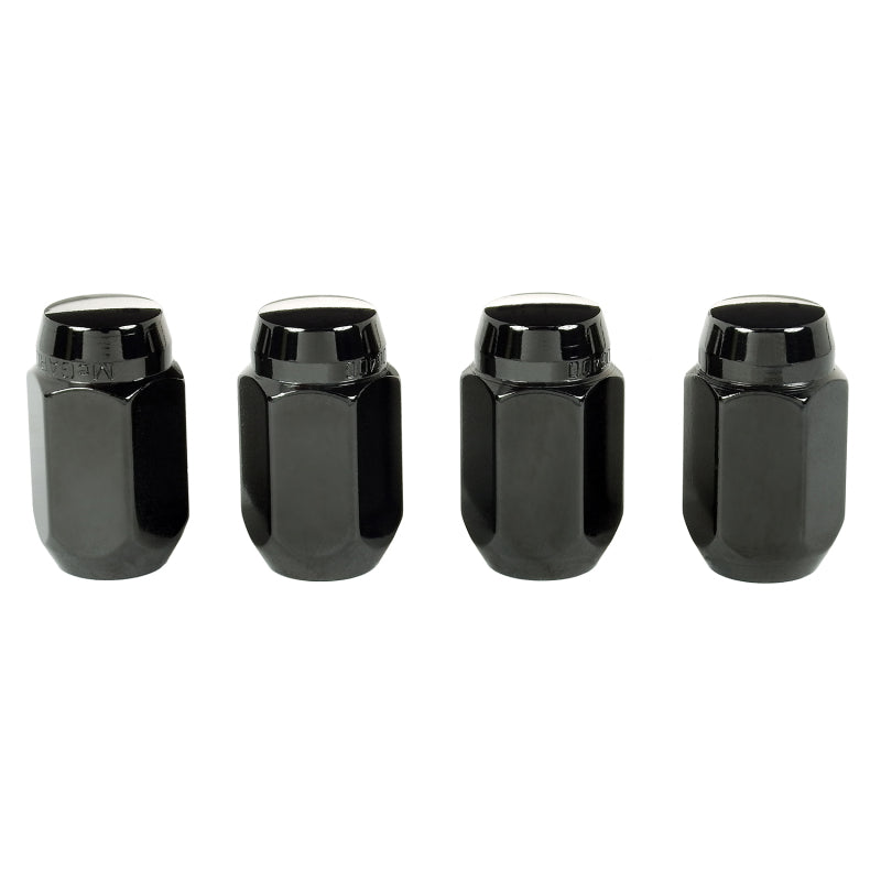Black Hex Lug Nuts – M12x1.5, 13/16" Hex, 1.5" (4-Pack) - McGard 64031