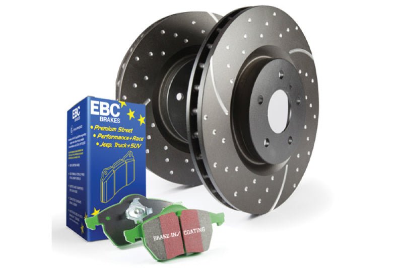 EBC Greenstuff Pads and GD Rotors S10 Front Service Kit - ND MX - 5 (16+ w. Brembo) - Brake Rotors - Slot & Drilled - EBC at Garage 56 Engineering