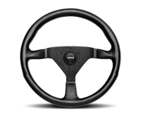 Momo Montecarlo Steering Wheel 350 mm - Black Leather/Red Stitch/Black Spokes - Steering Wheels - MOMO at Garage 56 Engineering