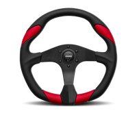Momo Quark Steering Wheel 350 mm - Black Poly/Black Spokes/Red Inserts - Steering Wheels - MOMO at Garage 56 Engineering