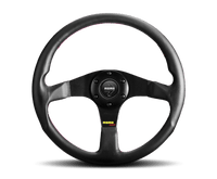 Momo Tuner Steering Wheel 320 mm - Black Leather/Red Stitch/Black Spokes - Steering Wheels - MOMO at Garage 56 Engineering