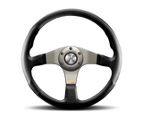 Momo Tuner Steering Wheel 350 mm - Black Leather/Red Stitch/Black Spokes - Steering Wheels - MOMO at Garage 56 Engineering