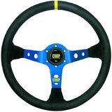 OMP Corsica Dished Steering Wheel Suede 3 Blue Anod - Steering Wheels - OMP at Garage 56 Engineering