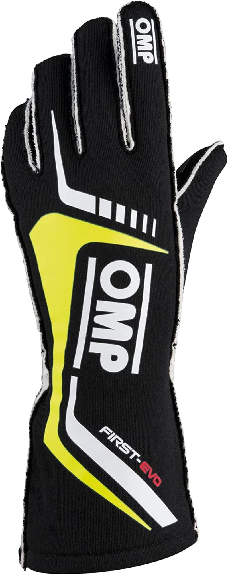 OMP First Evo Gloves Black/Yellow - Size S (Fia 8856 - 2018) - Racing Gloves - OMP at Garage 56 Engineering
