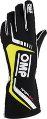 OMP First Evo Gloves Black/Yellow - Size S (Fia 8856 - 2018) - Racing Gloves - OMP at Garage 56 Engineering