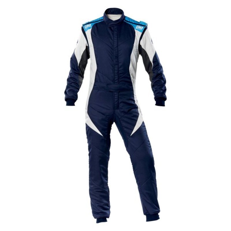 OMP First Evo Suit Navy Blue/Cyan - Size 52 (Fia 8856 - 2018) - Racing Suits - OMP at Garage 56 Engineering