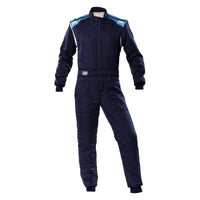 OMP First - S Overall Navy Blue/Cyan - Size 46 (Fia 8856 - 2018) - Racing Suits - OMP at Garage 56 Engineering