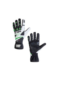 OMP KS - 3 Gloves Black/W/Green - Size L - Racing Gloves - OMP at Garage 56 Engineering